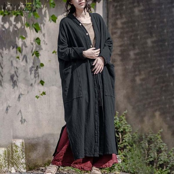women's jackets zanzea women autumn cardigan thin female long sleeve vintage cotton linen kimono casual coat split hem outwear 5xl, Black;brown
women's jackets zanzea women autumn cardigan thin female long sleeve vintage cotton linen kimono casual coat split hem outwear 5xl, Black;brown