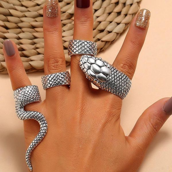 cluster rings 4pcs/set retro exaggerated spirit snake punk gothic style split boa nightclub finger bands set hip-hop jewelry gift, Golden;silver
cluster rings 4pcs/set retro exaggerated spirit snake punk gothic style split boa nightclub finger bands set hip-hop jewelry gift, Golden;silver