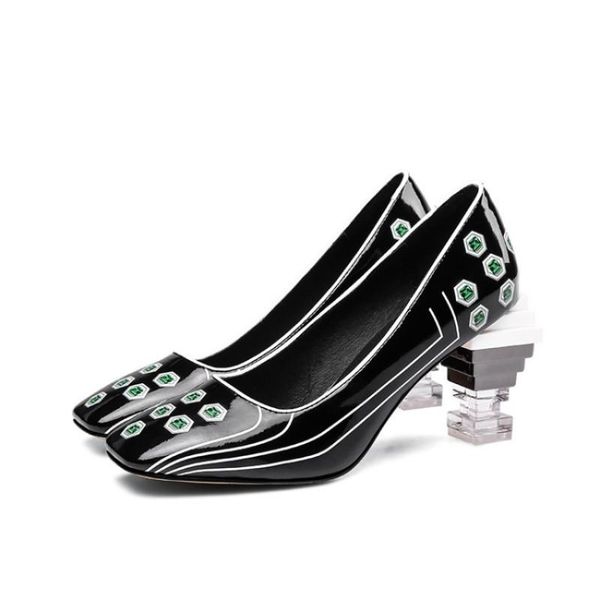 dress shoes summer runway women square toe transparent strange high heels pumps loafers genuine leather party printed wedding big size, Black
dress shoes summer runway women square toe transparent strange high heels pumps loafers genuine leather party printed wedding big size, Black