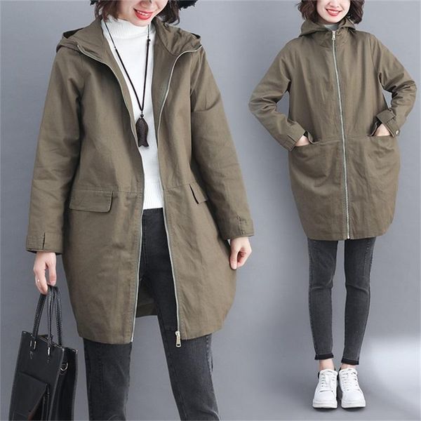 spring autumn plus size tooling trench coat women's mid-length overcoat casual slim waist hooded windbreaker outerwear coats, Tan;black
spring autumn plus size tooling trench coat women's mid-length overcoat casual slim waist hooded windbreaker outerwear coats, Tan;black