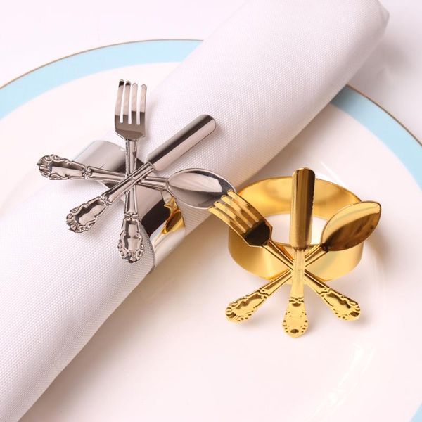 6pcs creative western restaurant el table knife and fork napkin buckle ring cloth towel rings