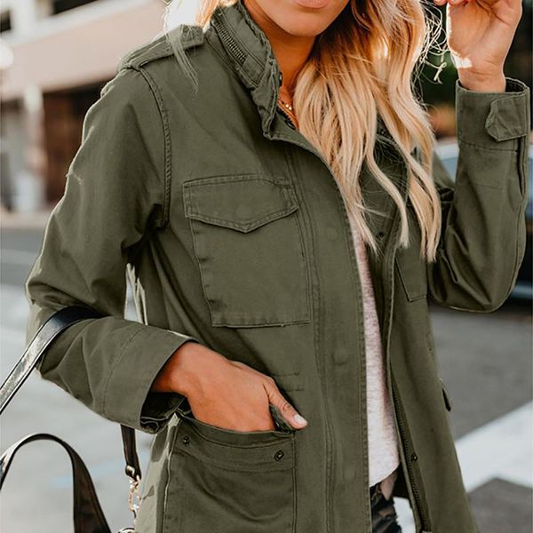 women's jackets spring jacket zip up outerwear female clothes streetwear autumn coat stand collar windbreaker green military, Black;brown
women's jackets spring jacket zip up outerwear female clothes streetwear autumn coat stand collar windbreaker green military, Black;brown