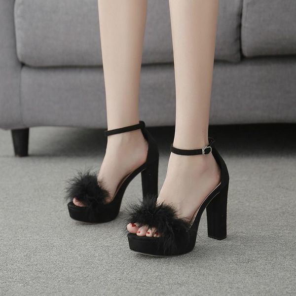 women summer plus size high heels sandals shoes woman one-strap faux fur platform pumps sandalias mujer sapato feminino d996, Black
women summer plus size high heels sandals shoes woman one-strap faux fur platform pumps sandalias mujer sapato feminino d996, Black