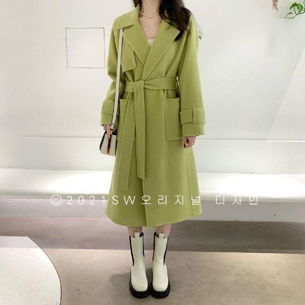 women's wool & blends 2021 korean winter double-sided handmade long loose size lacing belt 90% coat women woolen overcoat, Black
women's wool & blends 2021 korean winter double-sided handmade long loose size lacing belt 90% coat women woolen overcoat, Black