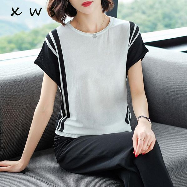 women's sweaters summer sweater women and pullover 2021 short sleeve o neck thin knit loose casual patchwork female top, White;black
women's sweaters summer sweater women and pullover 2021 short sleeve o neck thin knit loose casual patchwork female top, White;black