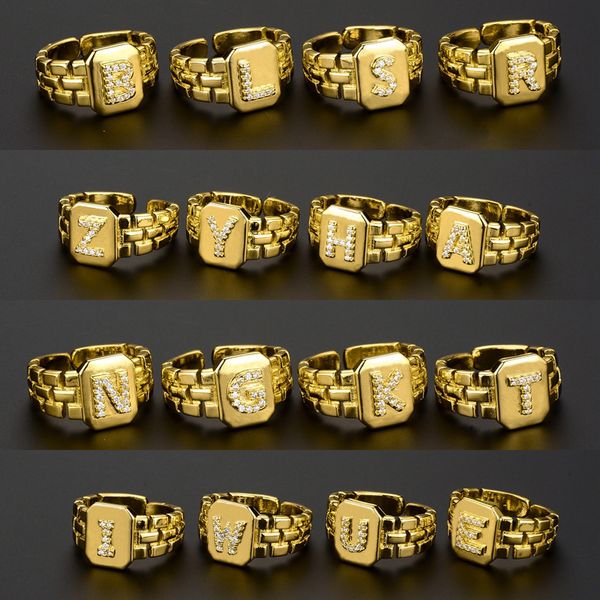 fashion gold color initial ring open design adjustable watchband chain 26 a-z letter cz rings for women girl, Silver
fashion gold color initial ring open design adjustable watchband chain 26 a-z letter cz rings for women girl, Silver