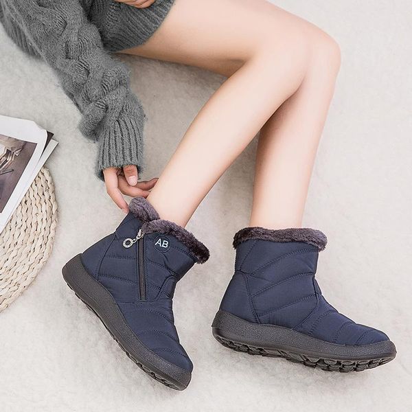 boots women waterproof snow female plush winter warm ankle shoes casual flat, Black 
boots women waterproof snow female plush winter warm ankle shoes casual flat, Black