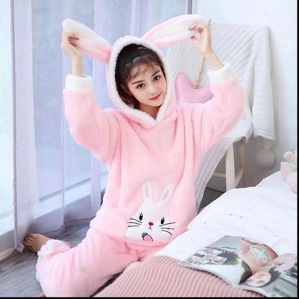 hooded flannel pajamas set womens sleepwears warm cartoon cute rabbit ears homewear long sleeve pant big size, Black;red
hooded flannel pajamas set womens sleepwears warm cartoon cute rabbit ears homewear long sleeve pant big size, Black;red