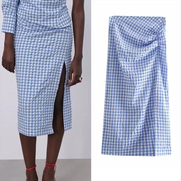 za plaid long summer womens skirt high waist midi fashion side slit elegant gathered stylish, Black
za plaid long summer womens skirt high waist midi fashion side slit elegant gathered stylish, Black