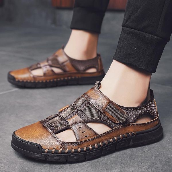 sandals men's cowhide leather slippers 2021 style hand non slip outdoor soft bottom casual beach, Black
sandals men's cowhide leather slippers 2021 style hand non slip outdoor soft bottom casual beach, Black