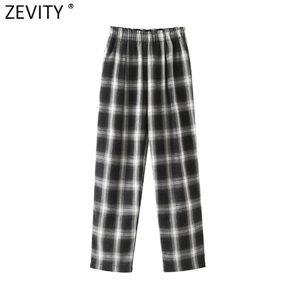 women vintage plaid print pockets harem pants female elastic waist casual ankle length trousers pantalones mujer p985 210419, Black;white
women vintage plaid print pockets harem pants female elastic waist casual ankle length trousers pantalones mujer p985 210419, Black;white