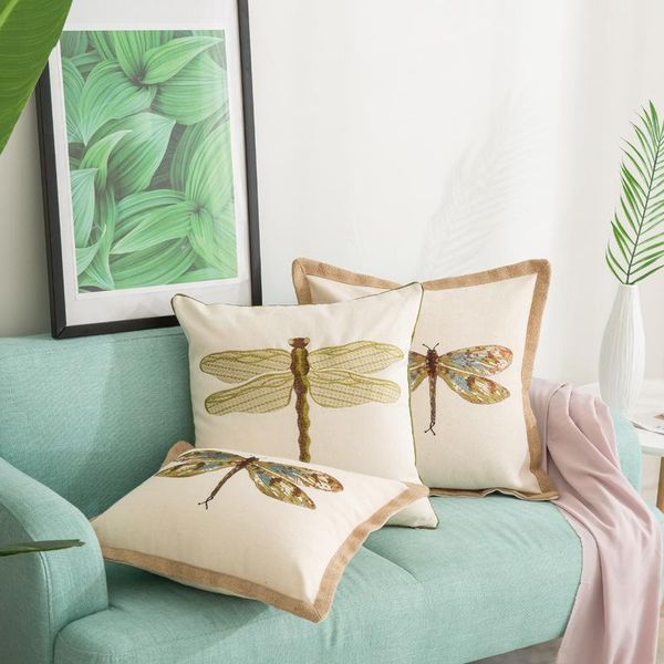 pillow case cotton and linen embroidered cover dragonfly decorsofa cushion american style living room decoration
pillow case cotton and linen embroidered cover dragonfly decorsofa cushion american style living room decoration