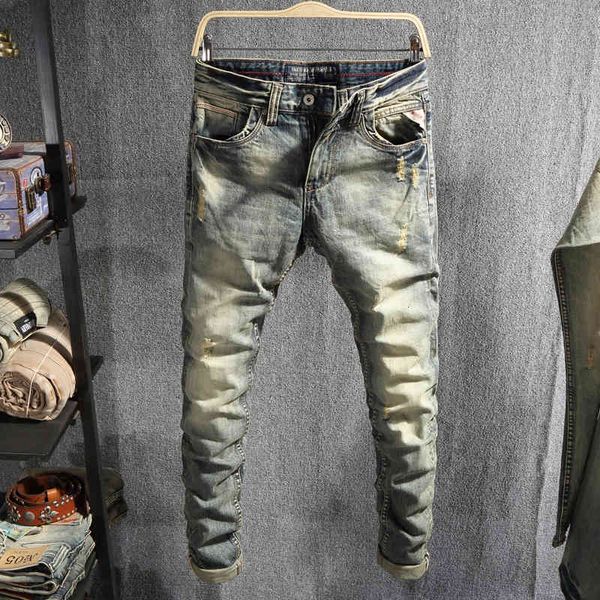 jeans italian style fashion retro yellow slim fit ripped men cotton denim pants vintage designer jeans, Blue
jeans italian style fashion retro yellow slim fit ripped men cotton denim pants vintage designer jeans, Blue