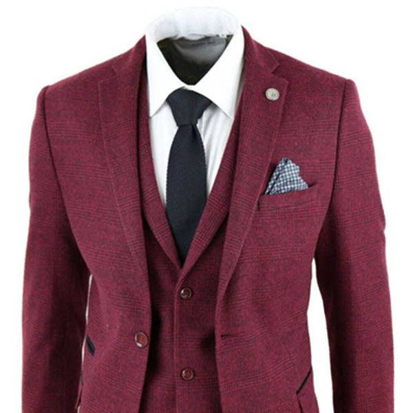 men's suits & blazers 2021 mens wine maroon check herringbone tweed vintage tailored fit 3 piece wool blend notch lapel suit smart, White;black
men's suits & blazers 2021 mens wine maroon check herringbone tweed vintage tailored fit 3 piece wool blend notch lapel suit smart, White;black