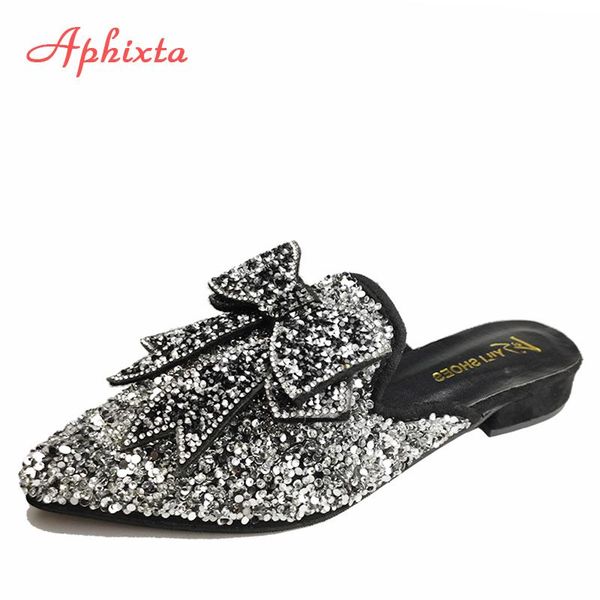 slippers aphixta sequined bow pointed toe mules shoes women butterfly-knot flip flops sequines square heels slip on slides womam, Black
slippers aphixta sequined bow pointed toe mules shoes women butterfly-knot flip flops sequines square heels slip on slides womam, Black