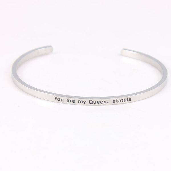 fashion stainless steel engraved you are my queen bracelet mantra bangles for women men friends family giftdio chan contact, Silver
fashion stainless steel engraved you are my queen bracelet mantra bangles for women men friends family giftdio chan contact, Silver