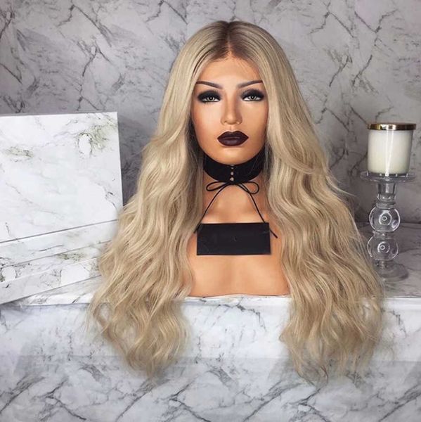 wig high temperature silk chemical fiber hair golden gradient long curl middle split wig, Black
wig high temperature silk chemical fiber hair golden gradient long curl middle split wig, Black
