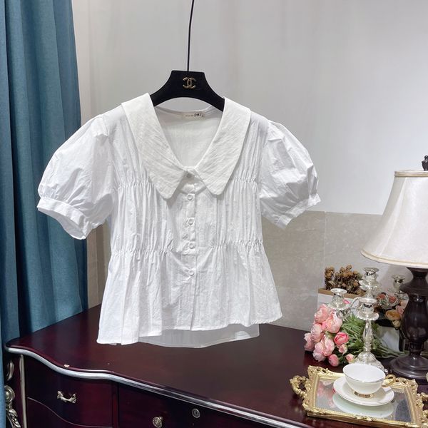korean style sweet doll collar puff sleeve shirt womens fashion elegant pleated hem blouse loose all-match baby blouse top, White
korean style sweet doll collar puff sleeve shirt womens fashion elegant pleated hem blouse loose all-match baby blouse top, White
