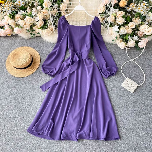 women autumn french solid dress retro square collar long puff sleeve a-line dress casual elegant midi long office dress 210419, Black;gray
women autumn french solid dress retro square collar long puff sleeve a-line dress casual elegant midi long office dress 210419, Black;gray