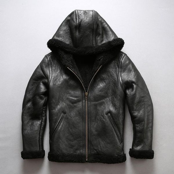 men hooded shealing b3 pilot jacket casual wool fur sheepskin flight jackets cold winter russia coats men's leather & faux, Black
men hooded shealing b3 pilot jacket casual wool fur sheepskin flight jackets cold winter russia coats men's leather & faux, Black