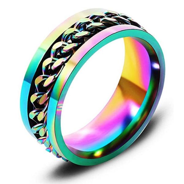 wedding rings 1pc punk 8mm cool black spinner chain ring men stainless steel tire texture rotatable links male jewelry gift, Slivery;golden
wedding rings 1pc punk 8mm cool black spinner chain ring men stainless steel tire texture rotatable links male jewelry gift, Slivery;golden