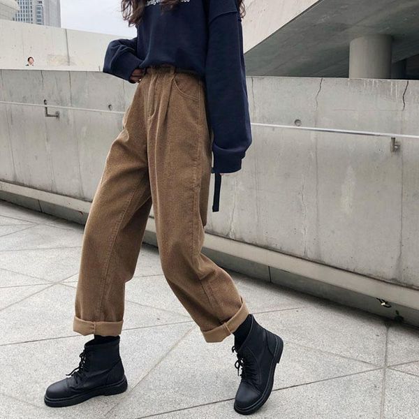 women's pants & capris lucyever retro corduroy brown black casual loose straight trousers woman fashion street high waist wide leg, Black;white
women's pants & capris lucyever retro corduroy brown black casual loose straight trousers woman fashion street high waist wide leg, Black;white