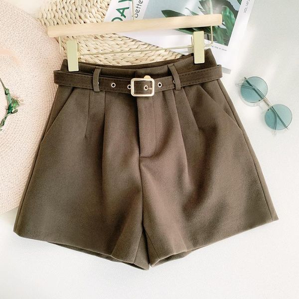 women's shorts 2021 women autumn winter woolen casual short pants high waist mini female trousers outwear, White;black
women's shorts 2021 women autumn winter woolen casual short pants high waist mini female trousers outwear, White;black