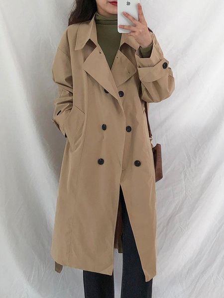 women's trench coats 2021 small mid-length loose coat spring and autumn black gentle windbreaker female british style, Tan;black
women's trench coats 2021 small mid-length loose coat spring and autumn black gentle windbreaker female british style, Tan;black