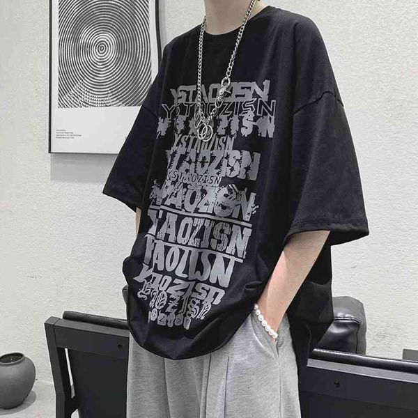 summer short t-shirt men's loose letter print fashion brand casual versatile half sleeve student t-shirt, White;black
summer short t-shirt men's loose letter print fashion brand casual versatile half sleeve student t-shirt, White;black