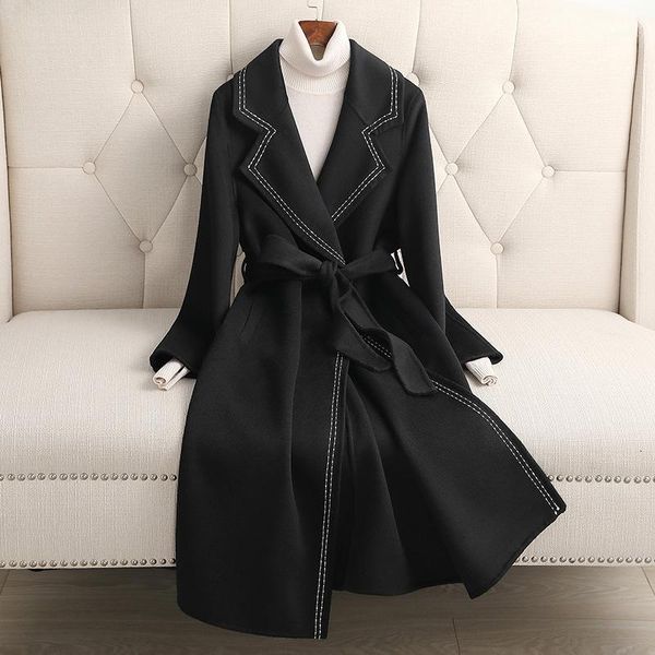 women's wool & blends xiaoxiangfeng double faced cashmere overcoat middle long 2021 hepburn woolen sweater, Black
women's wool & blends xiaoxiangfeng double faced cashmere overcoat middle long 2021 hepburn woolen sweater, Black