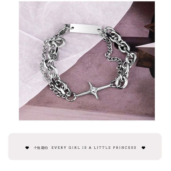 party favor chrome/hearts bracelet titanium steel double-layer cross star studded bracelet, couple fashion bracelet
party favor chrome/hearts bracelet titanium steel double-layer cross star studded bracelet, couple fashion bracelet