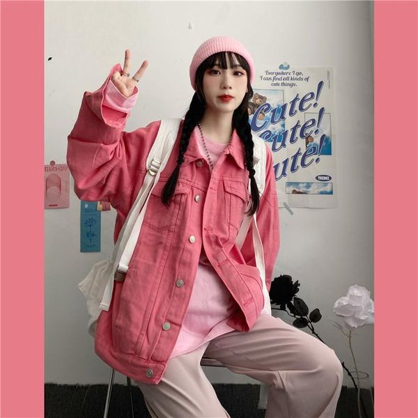 women's jackets spring style korean retro pink loose long-sleeved denim jacket women jmvv, Black;brown
women's jackets spring style korean retro pink loose long-sleeved denim jacket women jmvv, Black;brown