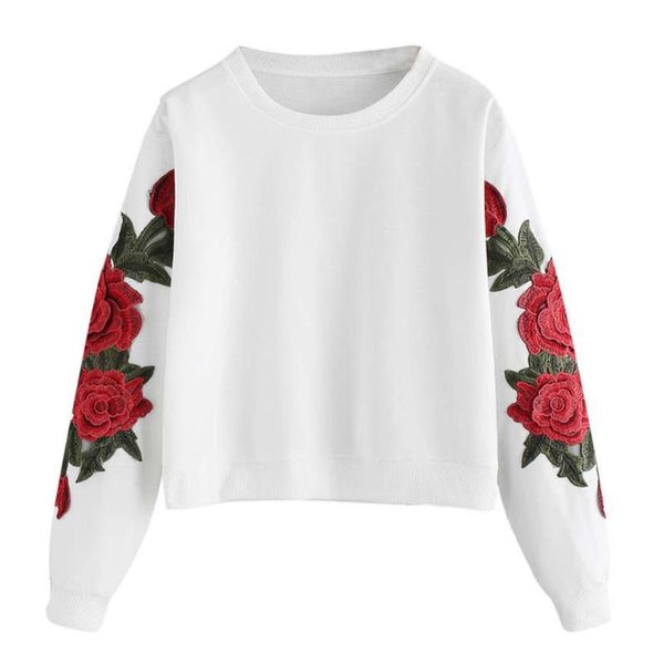 rose embroidery round neck winter womens sweatshirt casual sports cropped pullovers fashion female clothing women's hoodies & sweatshi, Black
rose embroidery round neck winter womens sweatshirt casual sports cropped pullovers fashion female clothing women's hoodies & sweatshi, Black