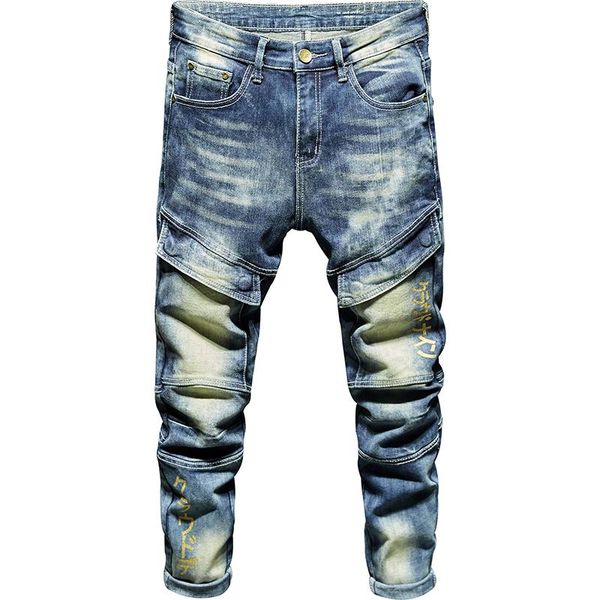 men's jeans trendy men slim fit japanese style fake pockets vintage blue stretch retro clothes denim pants for man patchwork
men's jeans trendy men slim fit japanese style fake pockets vintage blue stretch retro clothes denim pants for man patchwork