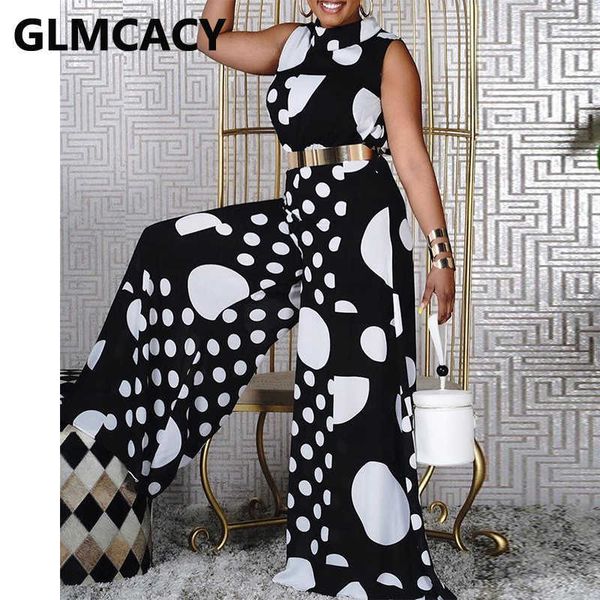 women plus size o-neck sleeveless dot printed wide leg bodycon jumpsuits 210702, Black;white
women plus size o-neck sleeveless dot printed wide leg bodycon jumpsuits 210702, Black;white