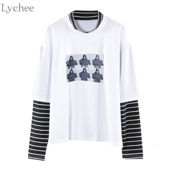 lychee spring autumn women character letter print stripe patchwork casual loose long sleeve t shirt tee top, White
lychee spring autumn women character letter print stripe patchwork casual loose long sleeve t shirt tee top, White
