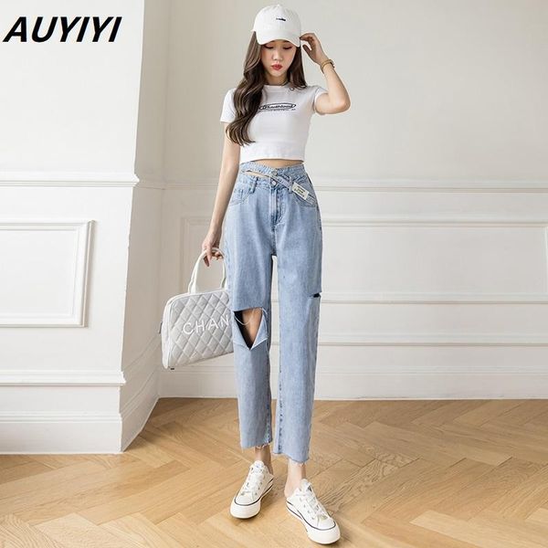 women's jeans auyiyi fashion high waist ripped female summer 2021 straight casual loose pants ins tide thin section, Blue
women's jeans auyiyi fashion high waist ripped female summer 2021 straight casual loose pants ins tide thin section, Blue