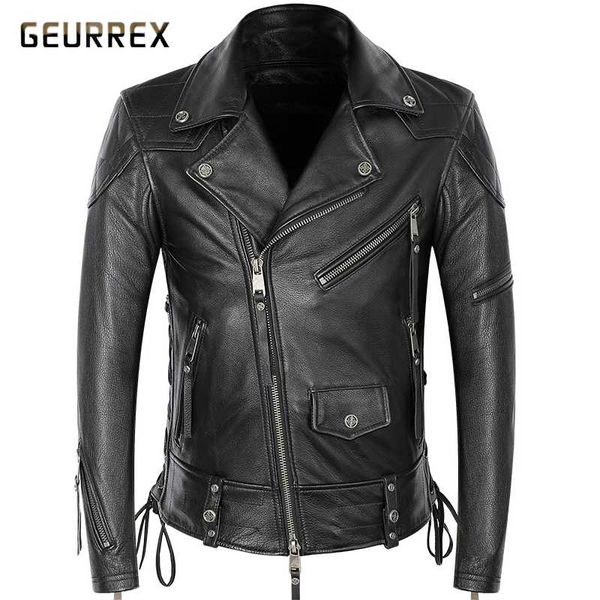 spring autumn punk leather jacket men slim fit oblique zipper vintage style biker coats real cowhide fashion clothing men's & faux, Black
spring autumn punk leather jacket men slim fit oblique zipper vintage style biker coats real cowhide fashion clothing men's & faux, Black