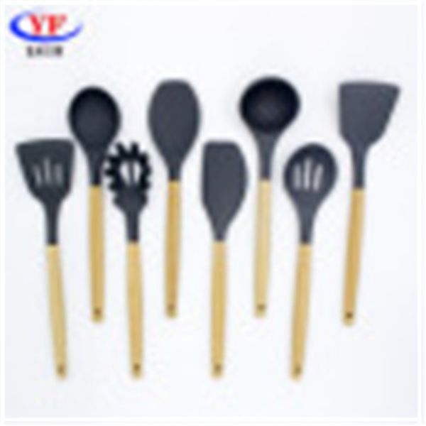 stick silicone 8-piece non wood spatula handle kitchenware cooking set 
stick silicone 8-piece non wood spatula handle kitchenware cooking set
