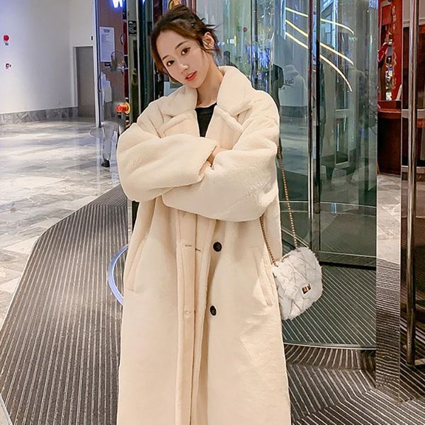 women's wool & blends thickened women coat middle long versatile loose turn-down collar single breasted winter, Black
women's wool & blends thickened women coat middle long versatile loose turn-down collar single breasted winter, Black