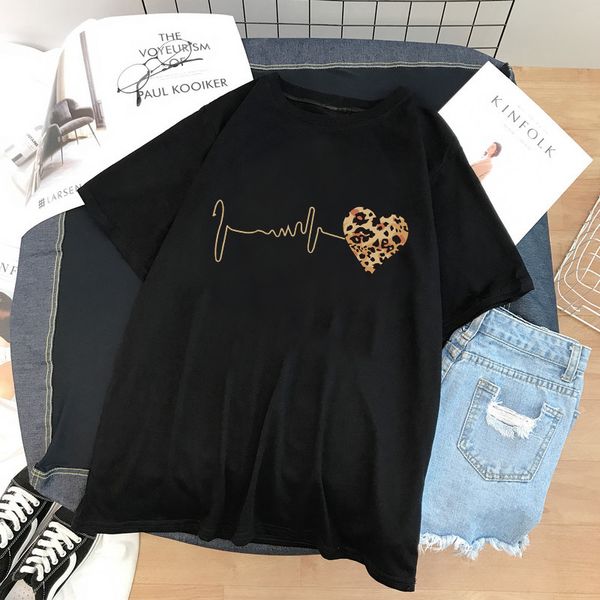 women's t-shirt women leopard heartbeat short sleeve print clothes ladies womens black graphic female 2ngh, White
women's t-shirt women leopard heartbeat short sleeve print clothes ladies womens black graphic female 2ngh, White