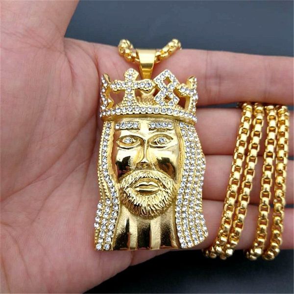 chains hip hop big jesus head pendants necklaces for men gold color stainless steel chain iced out rhinestone male european jewelry, Silver
chains hip hop big jesus head pendants necklaces for men gold color stainless steel chain iced out rhinestone male european jewelry, Silver