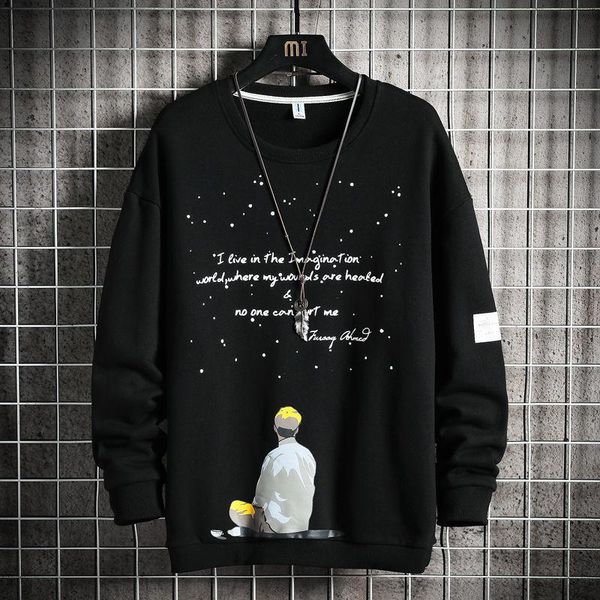 men's hoodies & sweatshirts 2021 spring hoodie korean style trendy long-sleeve t-shirt round neck loose top, Black
men's hoodies & sweatshirts 2021 spring hoodie korean style trendy long-sleeve t-shirt round neck loose top, Black