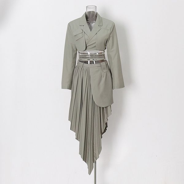 dress 2021 fashions long sleeve blazers and women's vintage skirts two garments attacked, Black;gray
dress 2021 fashions long sleeve blazers and women's vintage skirts two garments attacked, Black;gray