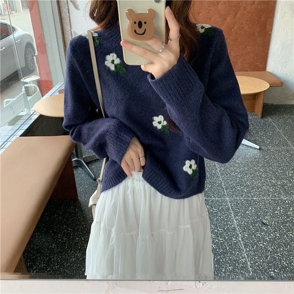 women's sweaters vintage loose all match stylish florals women sweater 2021 streetwear basic warm sweet causal clothe u07r, White;black
women's sweaters vintage loose all match stylish florals women sweater 2021 streetwear basic warm sweet causal clothe u07r, White;black