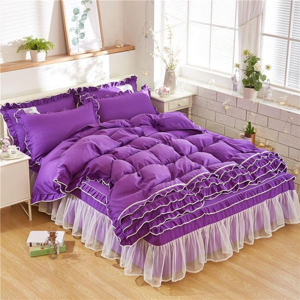 korean princess pattern lace bedding set 3/4pcs purple wedding bed skirt twin full king duvet cover sets bedclothes
korean princess pattern lace bedding set 3/4pcs purple wedding bed skirt twin full king duvet cover sets bedclothes