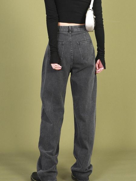 autumn 2021 retro loose black grey wide leg jeans women's fashion high waist zipper quality straight, Blue
autumn 2021 retro loose black grey wide leg jeans women's fashion high waist zipper quality straight, Blue
