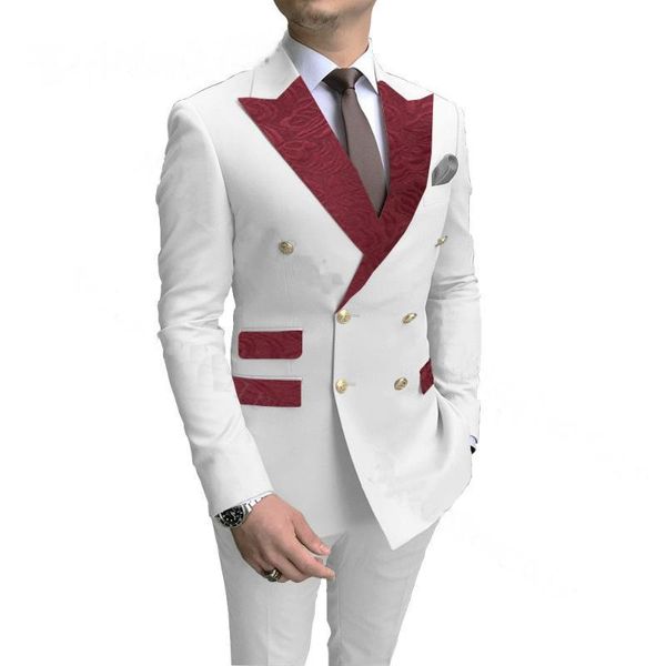 men's suits & blazers 2021 fashion burgundy flower lapel white men wedding prom dress double breasted groom party tuxedo 2 pieces set, White;black
men's suits & blazers 2021 fashion burgundy flower lapel white men wedding prom dress double breasted groom party tuxedo 2 pieces set, White;black