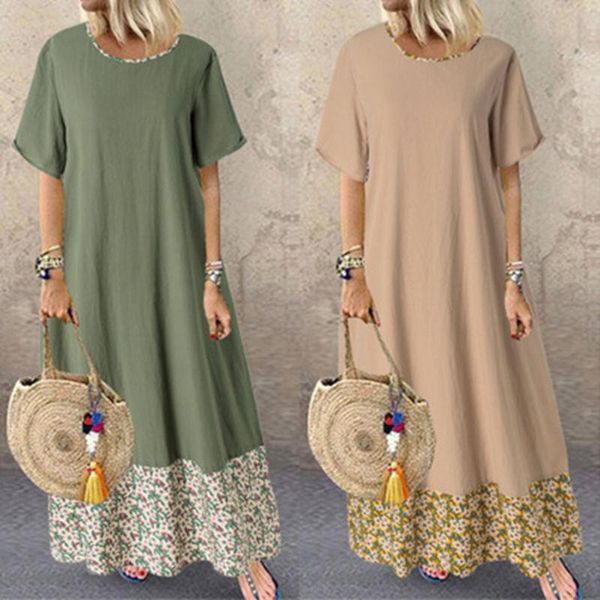 casual dresses ladies summer loose o-neck stitching dress retro printing short sleeve long large size beach vestido verano robe, Black;gray
casual dresses ladies summer loose o-neck stitching dress retro printing short sleeve long large size beach vestido verano robe, Black;gray