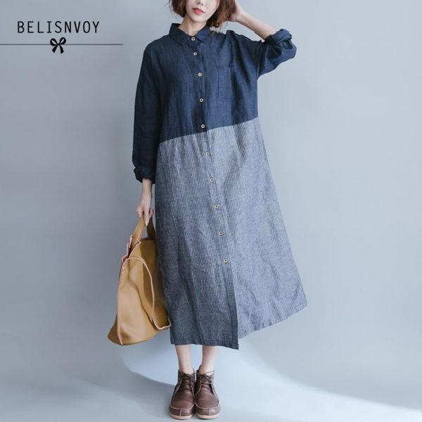 casual dresses women cotton linen dress long sleeve 2021 spring autumn striped patchwork shirt loose vintage navy blue, Black;gray
casual dresses women cotton linen dress long sleeve 2021 spring autumn striped patchwork shirt loose vintage navy blue, Black;gray